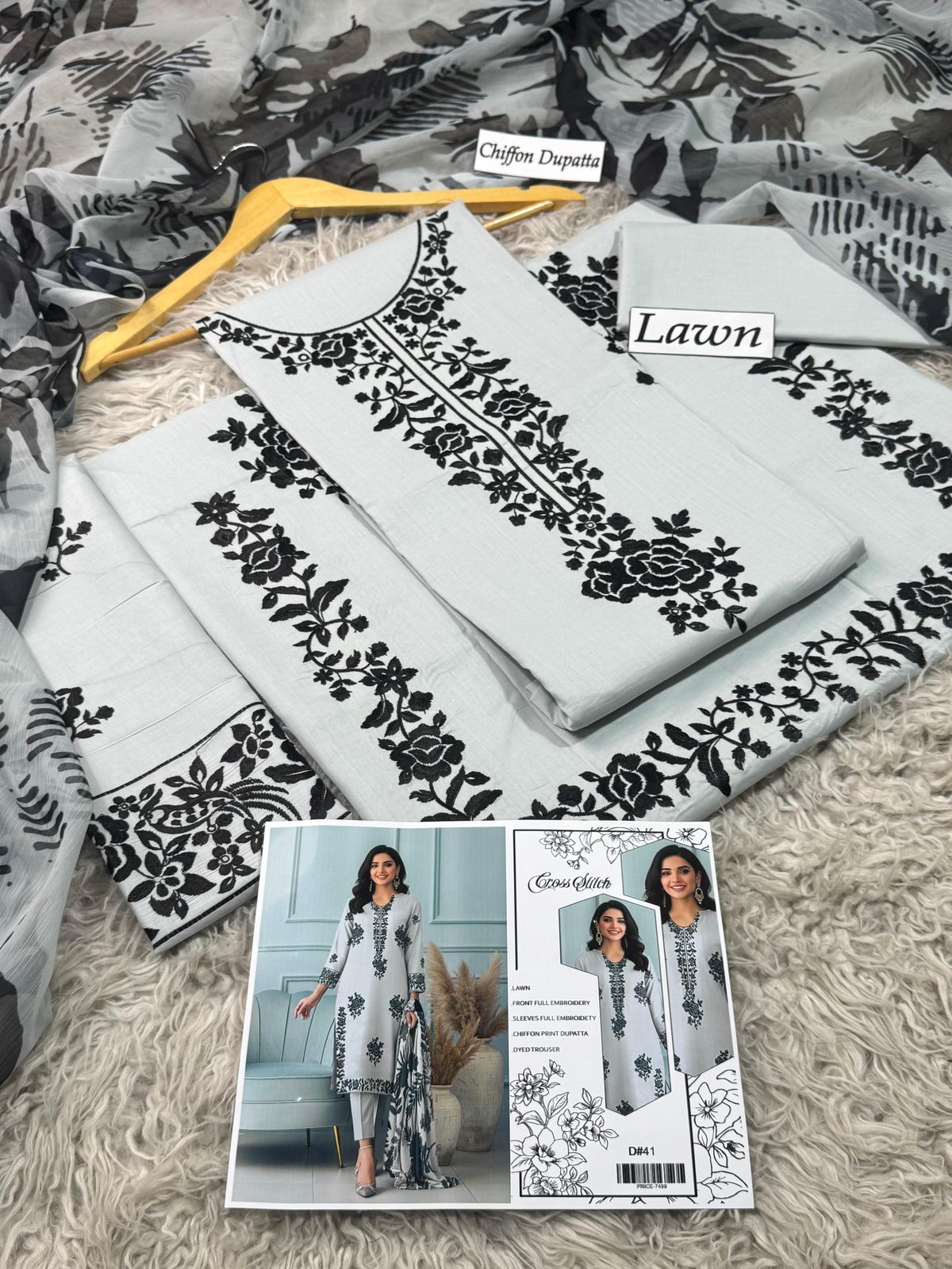 LAWN 3pc Heavy Embroidered Product Code:- 0137