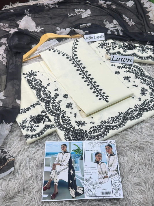 LAWN 3pc Heavy Embroidered Product Code:- 0137