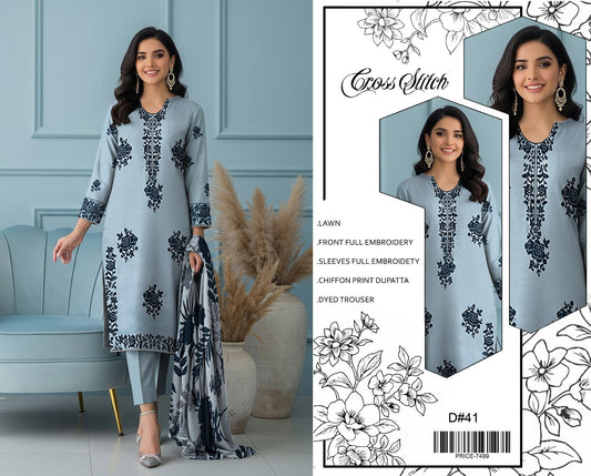 LAWN 3pc Heavy Embroidered Product Code:- 0137