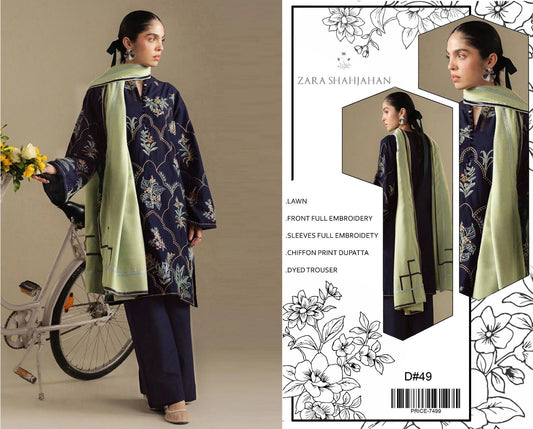 LAWN 3pc Heavy Embroidered Product Code:- 0137