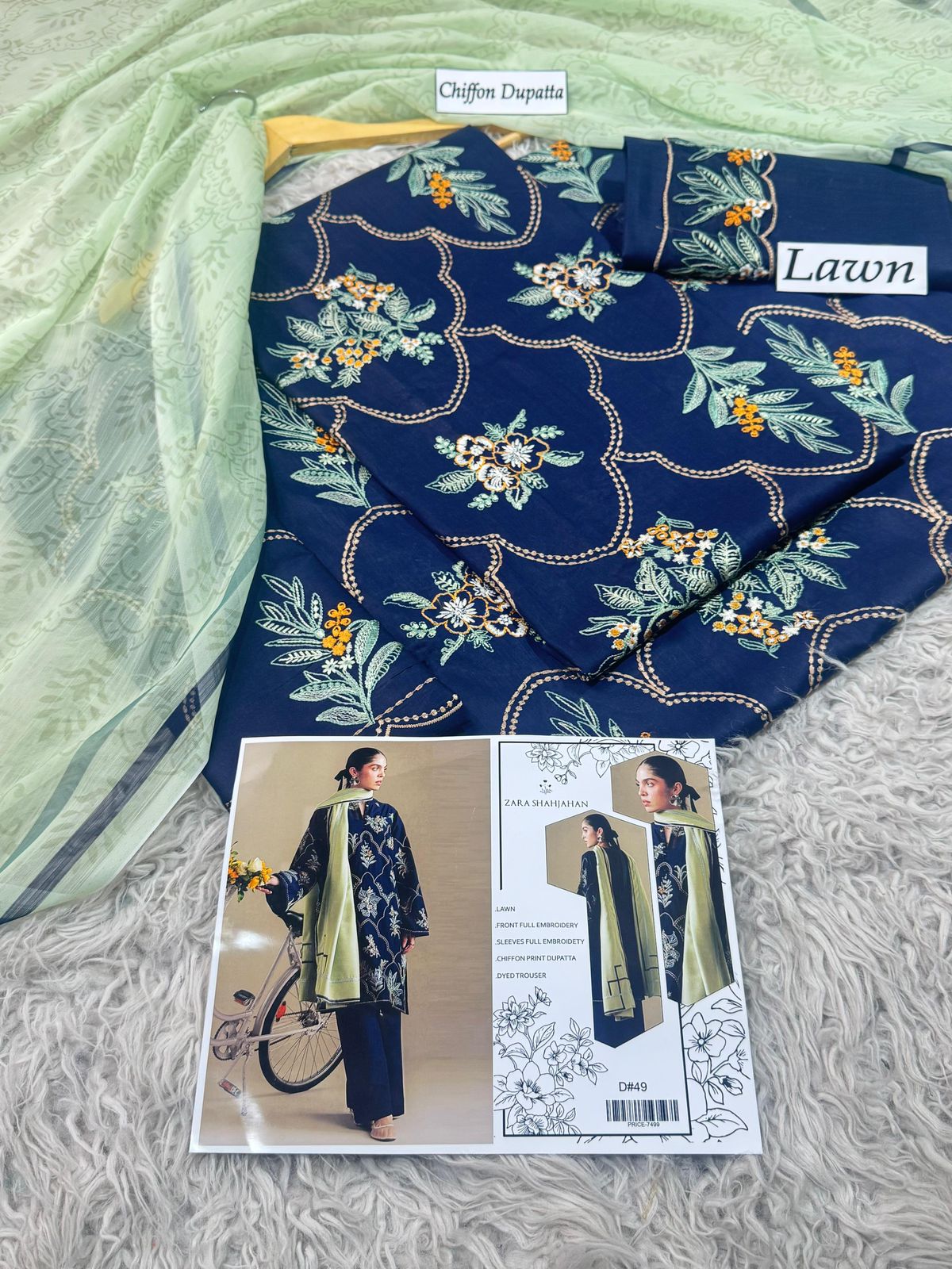 LAWN 3pc Heavy Embroidered Product Code:- 0137