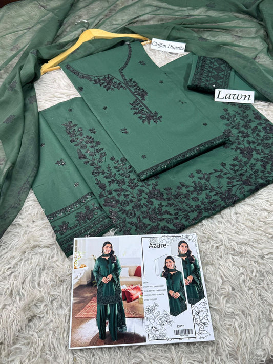 LAWN 3pc Heavy Embroidered Product Code:- 0137