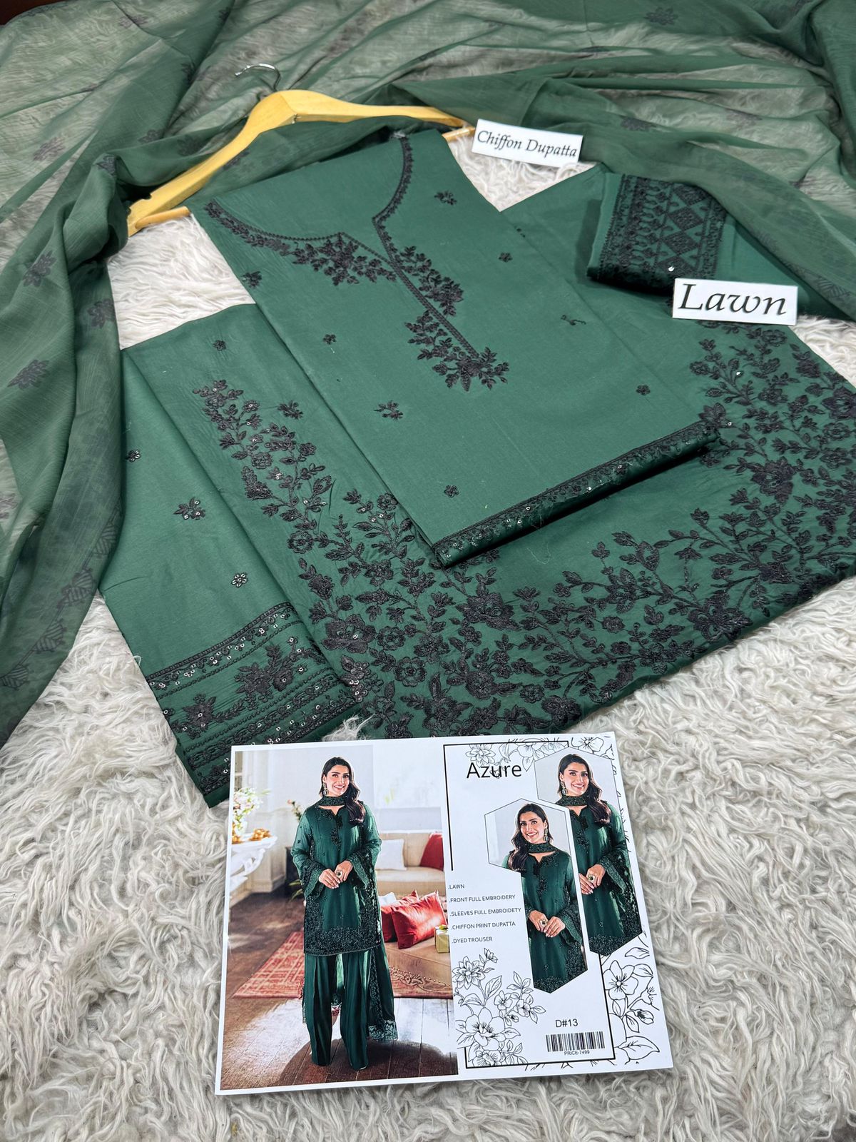 LAWN 3pc Heavy Embroidered Product Code:- 0137