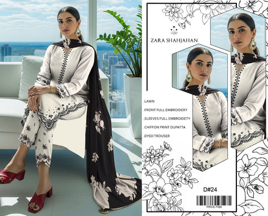 LAWN 3pc Heavy Embroidered Product Code:- 0137