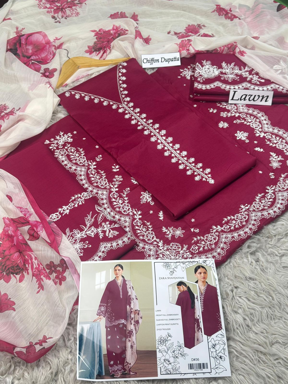 LAWN 3pc Heavy Embroidered Product Code:- 0137