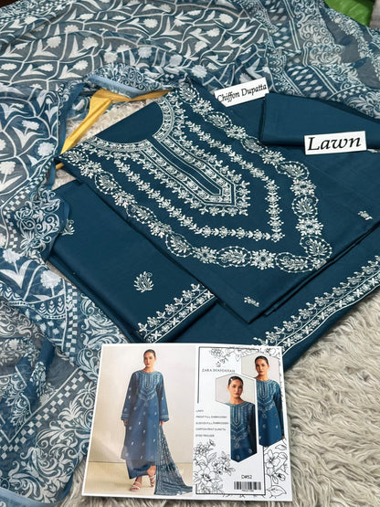 LAWN 3pc Heavy Embroidered Product Code:- 0137