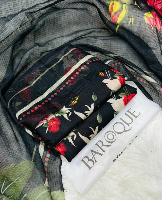 * SUMMER COLLECTION 2026 * BRAND: BAROOQUE  * FEBRIC: SWISS LAWN 3PC * PRINTED SWISS LAWN SHIRT