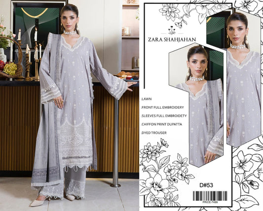 LAWN 3pc Chikankari Embroidered